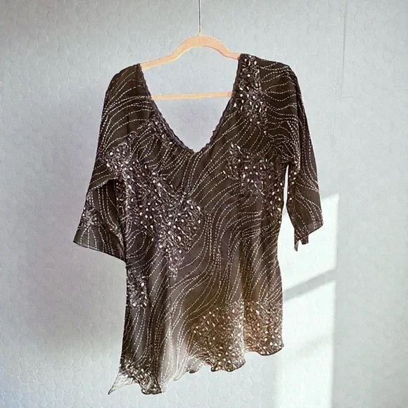Vintage 2000s Women’s Blouse By Millenium Size Large, Sheer Fairy Whimsigoth - Picture 13 of 16